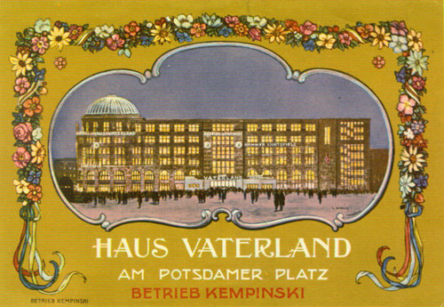 Werbeansichtskarte Haus Vaterland Motiv der Er&ouml;ffnungsbrosch&uuml;re 1928